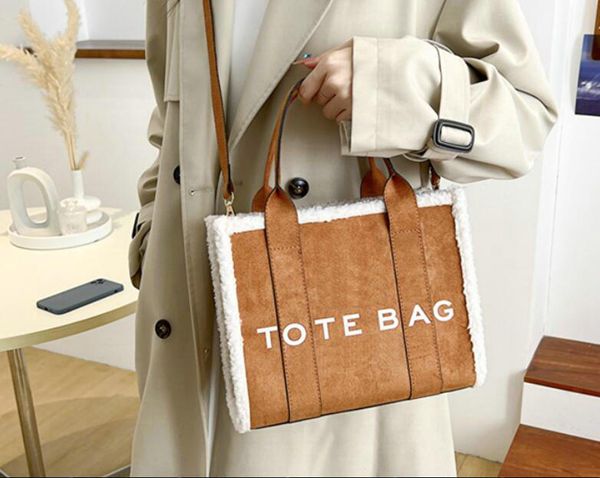 

the tote bag wool totes handbag designer bags women all-match alphabet pattern shoulder bags shopping handbags 27cm