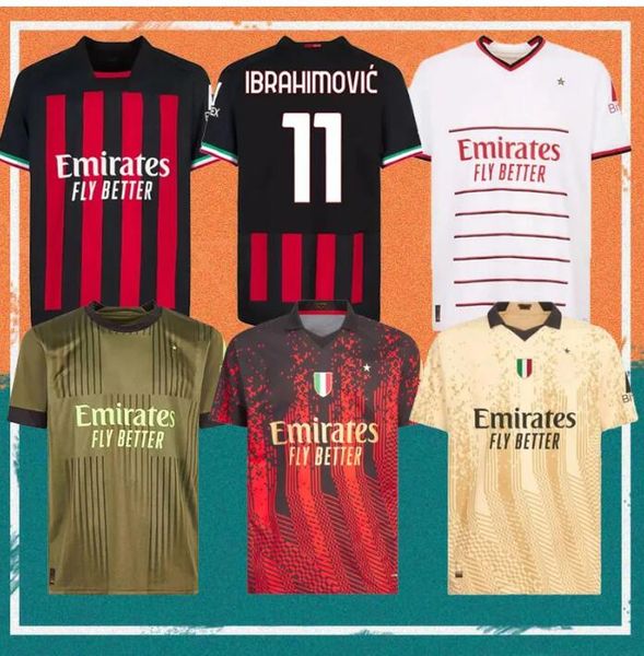 

22/23 ac milans ibrahimovic giroud soccer jerseys 2022 theo brahim tonali 4th shirt romagnoli r.leao s.castillejo kessie saelemaekers footba, Black;yellow