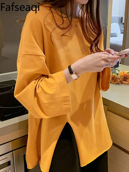 

men's tshirts white oversized women's tshirt 2023 spring korean letter print s with slit basic candy color oneck harajuku 230411, White;black