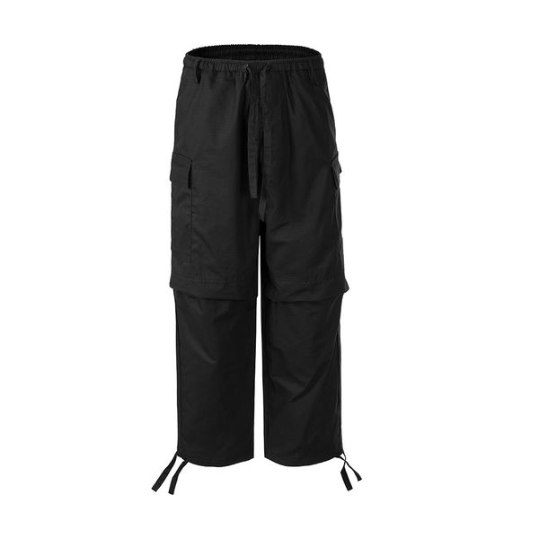 

high street pocket baggy cargo pants for men wide leg casual straight overalls trousers, Black;brown