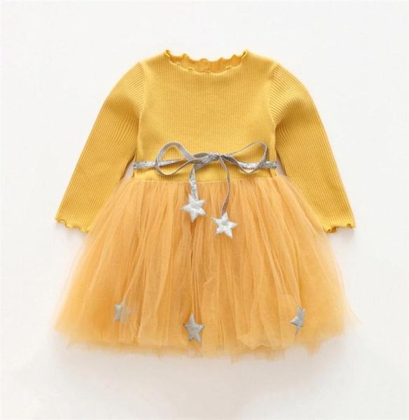 

knitted mesh autumn casual style baby girls dresses children clothes cotton aline birthday princess party dress9654707, Red;yellow