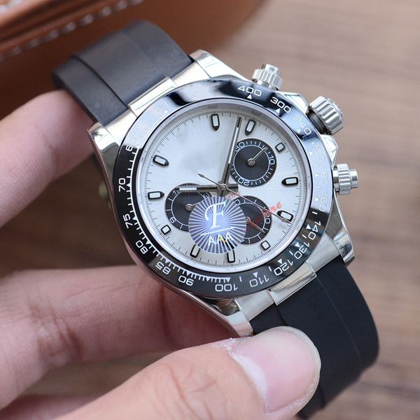 

luxury mens automatic movement watch sapphire glass tona series m116519 simple silver dial stainless steel case rubber strap master male wri, Slivery;brown