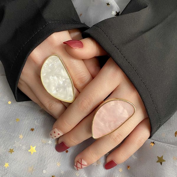 

band rings fnio fashion woman rings etate plate the adjustable ring oval rylic resin geometry rings trendy geometric wedding bands ring p230, Silver
