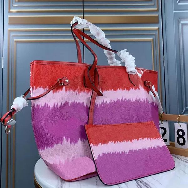 

2023 yuyu0606 fashion classic bags woman real oxidation leather shoulder tote messenger shopping purse shopper bag, Black;red