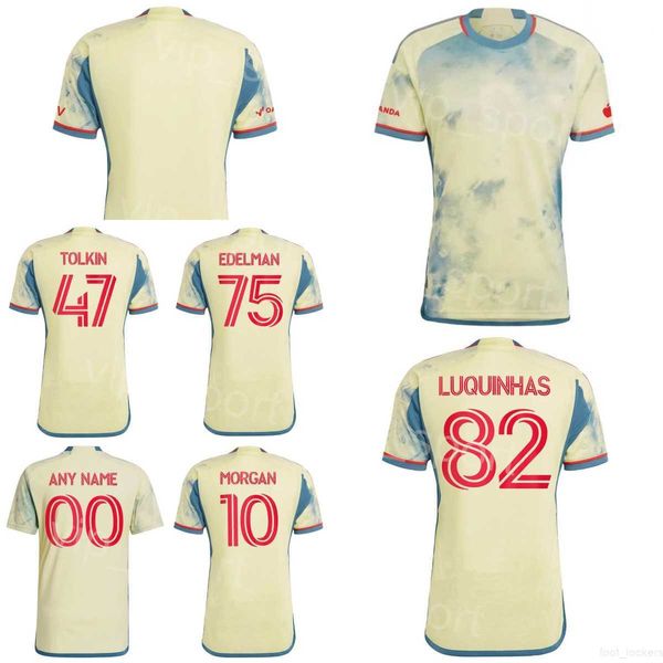

new york red soccer 10 lewis morgan jerseys 21 omir fernandez 12 dylan nealis 11 elias manoel 23 cristian cssseres jr 4 andres reyes footbal, Black;yellow
