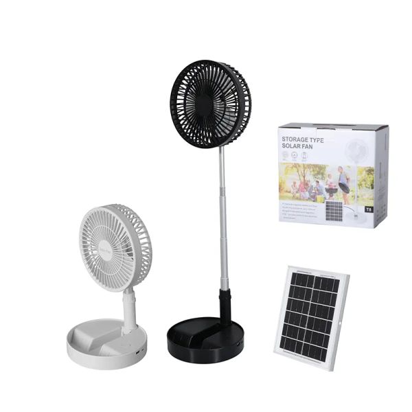 

solar fan 3 gears solar light accessories usb rechargeable retractable foldable outdoor camping fan mobile phone charging