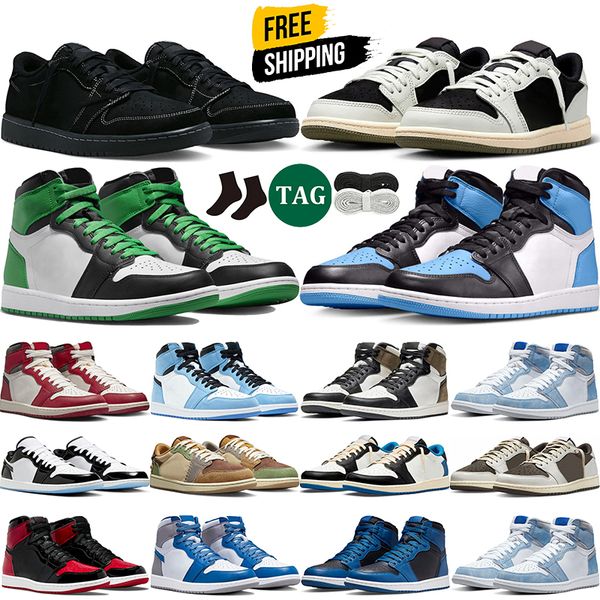 

1s high og unc toe basketball shoes 1 retro lucky green dark mocha university blue shattered backboard black phantom outdoor mens gym traine