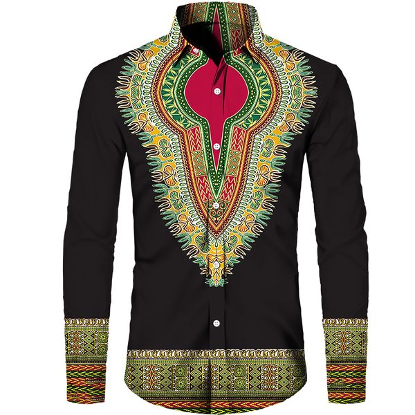 

men's casual shirts man spring summer fall shortlong sleeve africa printed folk-custom button shirt african clothes for men oversize b, White;black