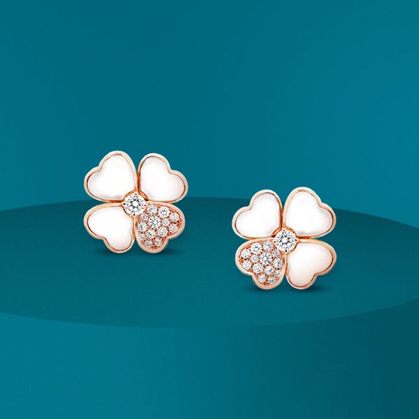 

four leaf clover earrings natural shell gemstone 925 silver designer for woman t0p quality diamond official reproductions classic style crys