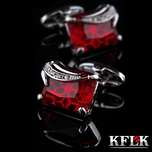 

cuff links kflk jewelry shirt cufflinks for men s wedding brand buttons red pierced links abotoaduras guests 230410, Silver