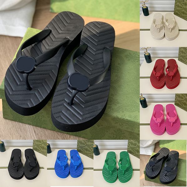 

luxury slippers thong sandal black rubber flip flops triple black white green blue red flat designer slides sandales sliders indoor outdoor