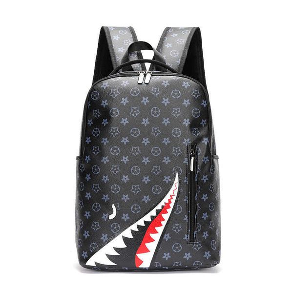 

men's backpack student computer backpack fashion backpack large capacity shark bag street trend plaid 230423