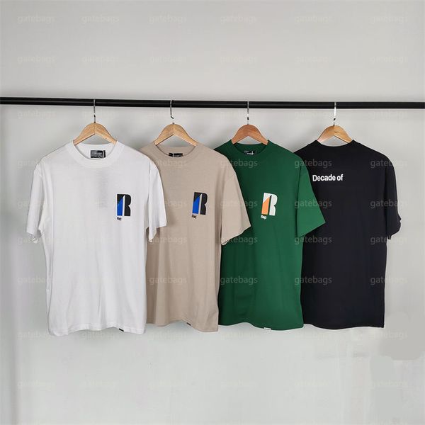 

23ss repre new r letter print tees high street summer pure cotton loose casual men's and women's short sleeve t-shirt tide summer, Black;brown