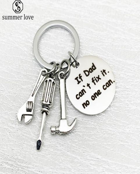 

daddy key rings if dad can039t fix it no one can hand tools keychain gift for papa father039s day creative father keys chain7145863, Slivery;golden