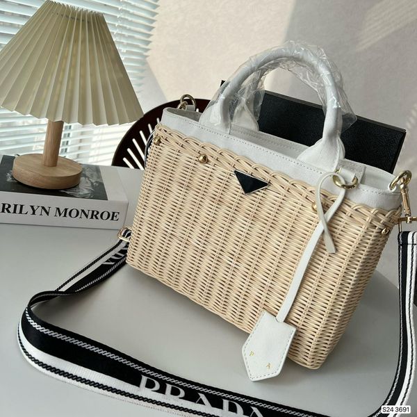 

designer bag tote bags straw beach bag handbag luxury shoulder bags summer weave vogue beach clutch hollow out travel tote crossbody, Khaki