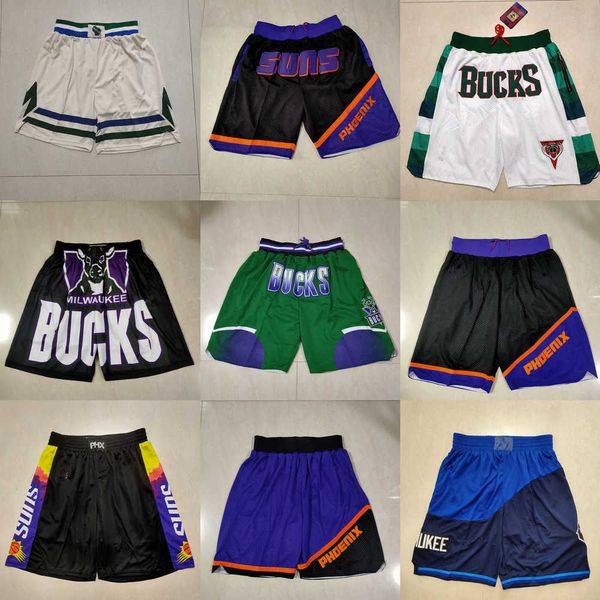 

phoenix''suns''men milwaukee''bucks''men throwback basketball shorts pocket, Black