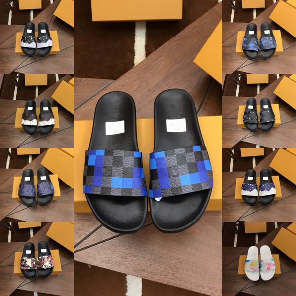 

shoes slippers 35-46 eu damier graphite waterfront mules sandals men slides vintage monograms brown flower plaid flip flops mens sliders sne