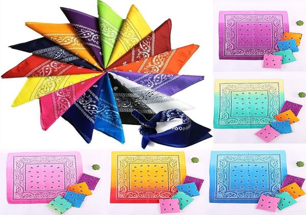 

cotton square bandana gradient color rainbow paisley headband printed scarf head wrap hiphop scarf 55 x 55cm4445181, Blue;gray