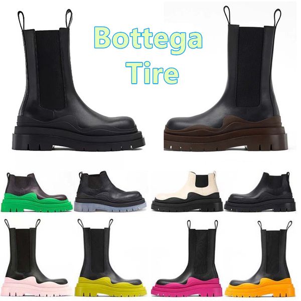 

tire designer women boots luxury chelsea knee boot womens men motocycle ankle half anti-slip fashion platform snow winter bootie shoes size, Black