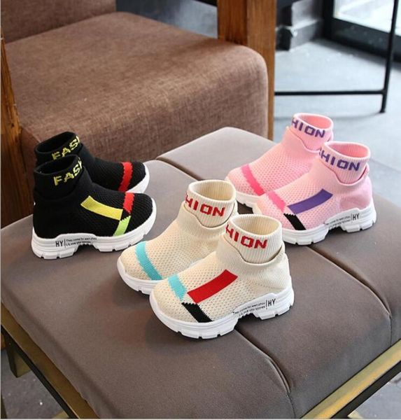 

new pattern designers kids sports boots wool knitted breathable athletics boys and girls running shoes baby sneakers new socks sho3802267, Black;red