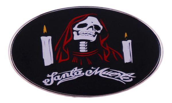 

santa muerte enamel pin grim reaper backpack pins mexican skull skeleton candle gothic badge brooch jewelry gifts3925315, Blue
