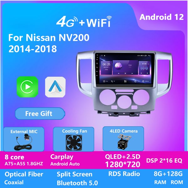 

128g car video multimedia android 12 auto radio with carplay/wifi 9 inch head unit for nissan nv200 2014-2018