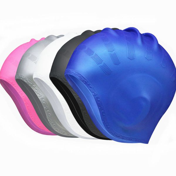 

swimming caps flexible silicone swimming caps men women long hair waterproof pool cap ear protect large natacion badmuts diving hat for adul