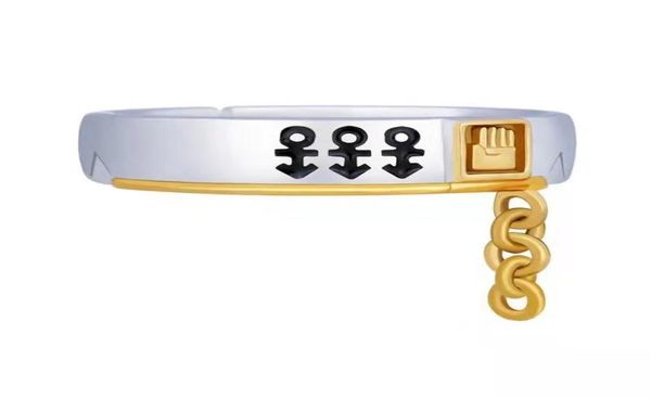 

anime jojos bizarre adventure kujo enamel opening ring for men women fashion two tone metal finger ring otaku fans cosplay party j2269086, Silver