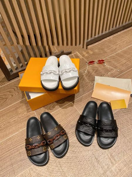 

womens sandals luxury slipper new l brand slipper open toe sandal simple wind buckle side hollow flat bottom womens casual slipper, Black