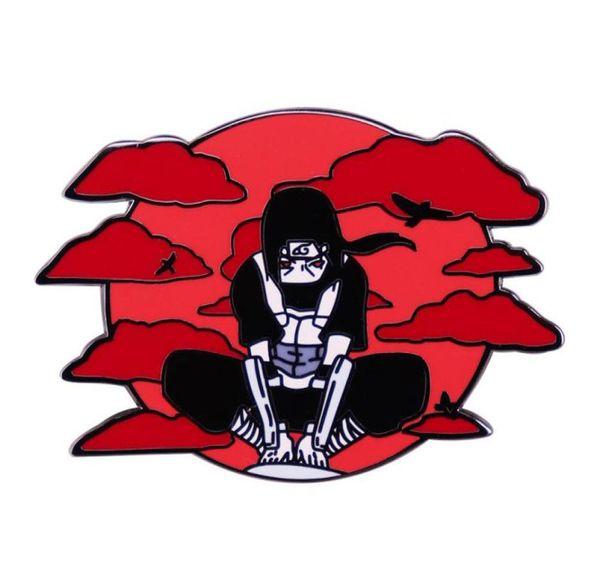 

red clouds n crows blood moon akatsuki ninja anime boy enamel pin badge3411721, Blue