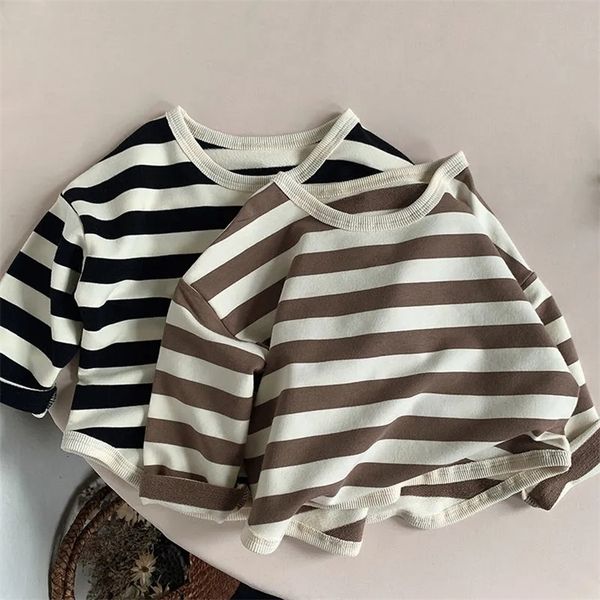 

t-shirts vidmid children's winter casual cotton t-shirt children's loose sweater striped girls' t-shirt p6414 230412, Blue