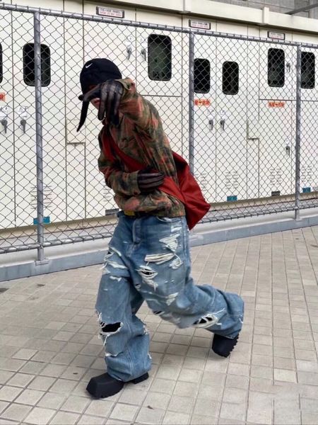 

2023 paris itlay skinny jeans casual street fashion pockets warm men women couple outwear ship, Blue