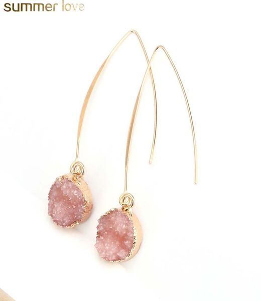 

fashion resin stone earrings druzy drusy earrings for women gold plating round circle shape ear jewelry gifts9758067, Silver
