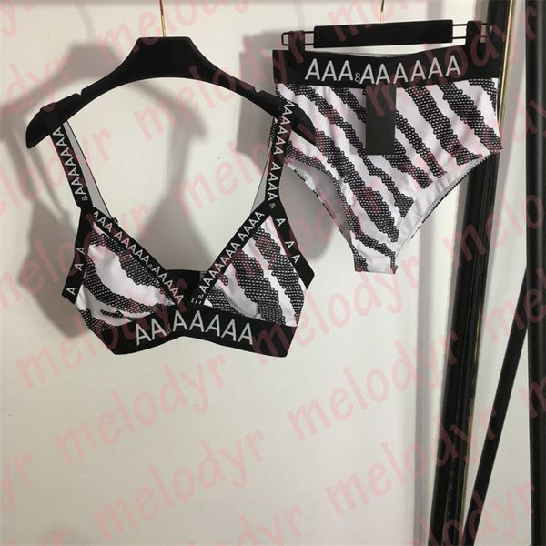 

two piece bikini set summer holiday swimwear beach wear fashion print letter women swimsuit, Black