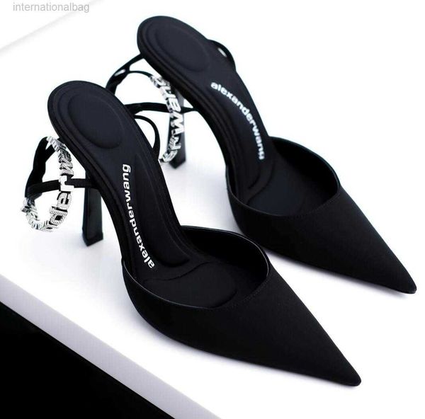 

a-wang black pvc julie sandals shoes for women slip on high heels crystal strappy slingback luxury delphine party wedding footwear eu35-40