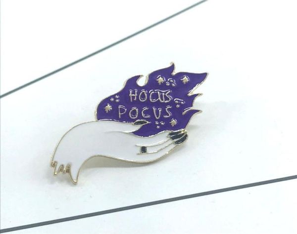 

hocus pocus pin silver witch hand brooch magical purple flame badge gothic aesthetic jewelry horror halloween gift2075202, Blue