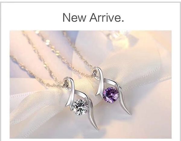 

elling heart of cupid necklace ear studs suit inlaid rhinestone crystal twinkle plating white k american style jewelry non fading lover gift, Silver