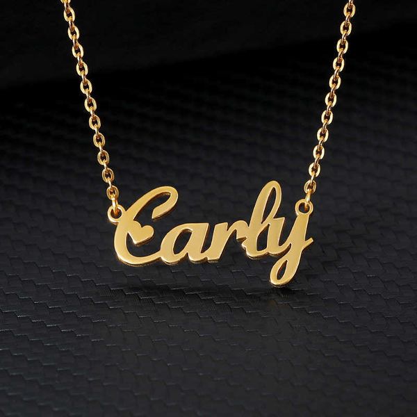 

stainless steel diy necklace plated with real gold english name, Black