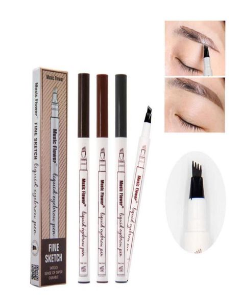 

music flower makeup fine sketch women 4 head fork liquid eyebrow pen waterproof tattoo eye brow pencil9777608