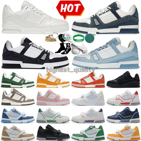 

New Men Women Shoes Designer Trainer Sneakers Low Black White Baby Blue Navy Orange Green Brown Pink Yellow Luxurys Mens Womens Tennis Fashion Outdoor Trainers 36-45, Color-5