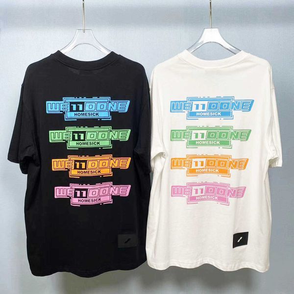 

high edition back rainbow bullet screen print short sleeve t-shirt women 2022 summer loose medium length t shirt, White