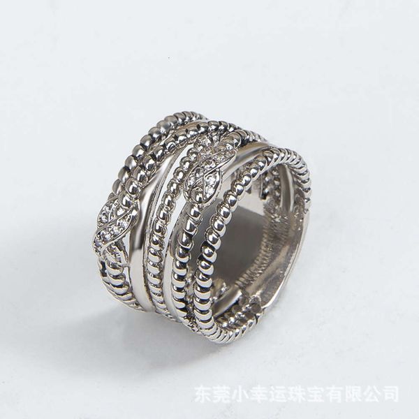 

Classic DY Ring jewelry designer top fashion accessories Popular Double X Set Zircon Imitation Classic Button Line Cross X Ring DY Jewelry Accessories High quality
