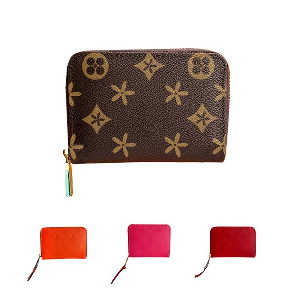

luxury designer brown flower key wallets m60067 n63070 leather purses coin purse womens mens wallet envelope pouch embossing white travel ca, Red;blue
