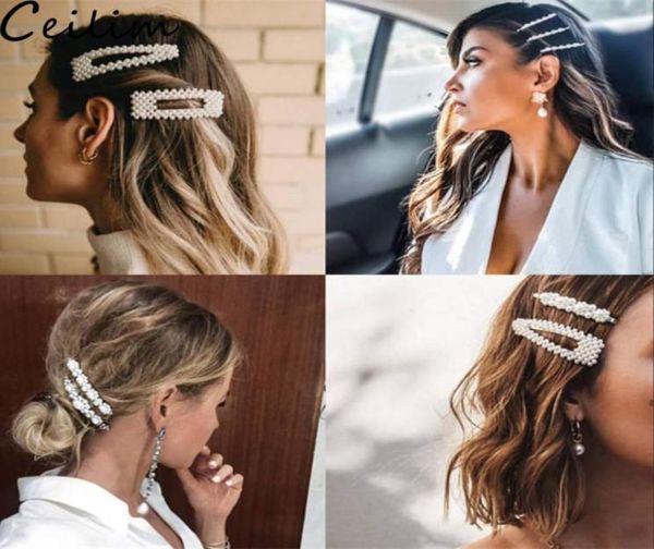 

fashion women girls elegant pearl hair clips sweet headwear hair korean design hairpins barrettes headband hair accessories5248404, Golden;silver