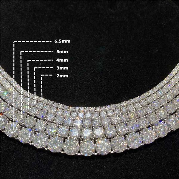 

d color vvs moissanite 2mm 3mm 4mm 5mm 6.5mm tennis bracelet iced out 925 silver hip hop moissanite jewelry tennis chain