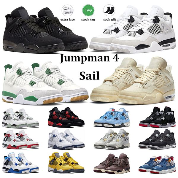 

men basketball shoes 4 4s women soprts sneakers military black cat sb pine green cactus jack university blue bred metallic purple outdoor me