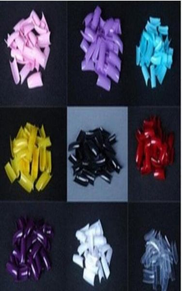 

500pcspack half cover fake false french nail art artificial acrylic gel uv manicure set8312009, Red;gold