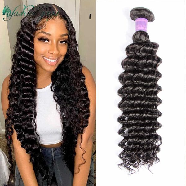 

hair wigs single bundles perruque cheveux humain deep wave real brazilian weaving non remy wholesale sew in 230412, Black