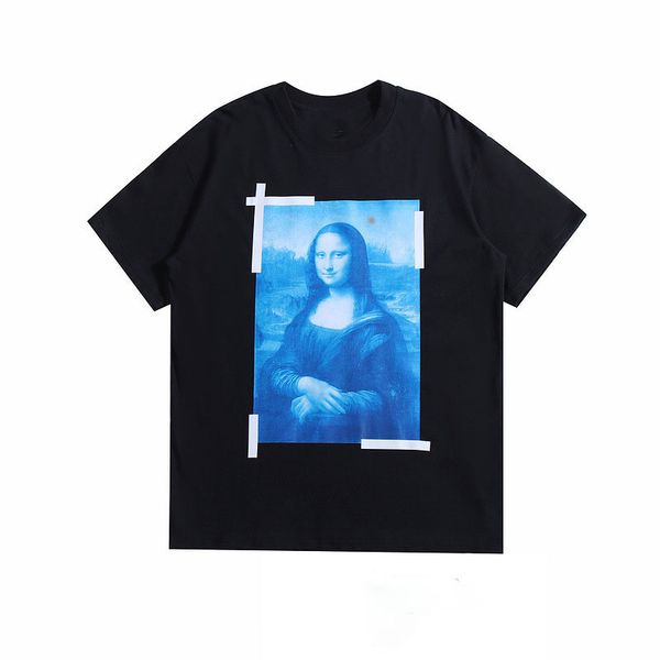 

cotton voile monalisa printed tee fashion short sleeve high street loose oversize casual t-shirt 100% pure cotton for men and women, White;black
