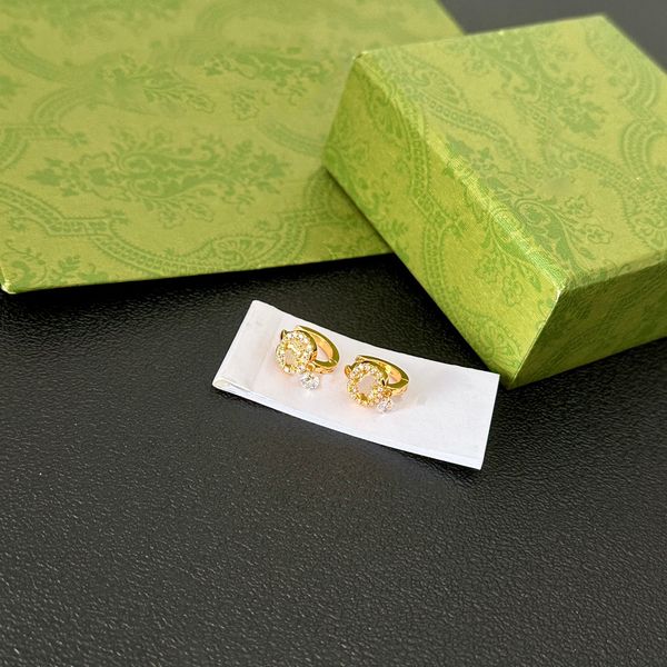 

luxury gold diamond stud earrings designer for women hoop earrings stud letter earrings jewelry with box set valentine day gift engagement #, Golden;silver